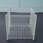 Supermarket Retail Display Baskets Steel Wire Dump Bins With Wheels