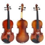 Tengling FLV2113 Full Size Flamed Solid Wood Violin Handmade for Beginner Spruce