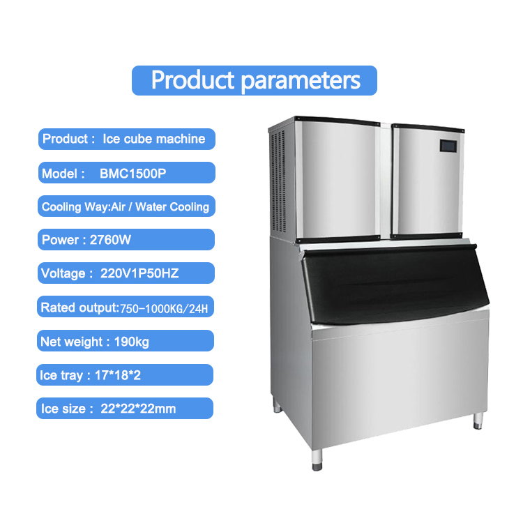 ICEMA 1000KG 24H Automatic 1Ton Ice Cube Making Machine with Copeland Compressor