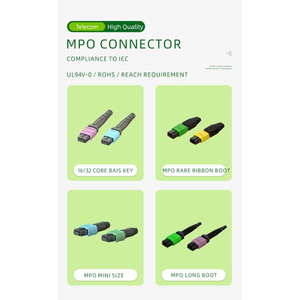 Telecommunication MPO Connector 3.5 60mm 16 Cores Male Female Bais Key long boot