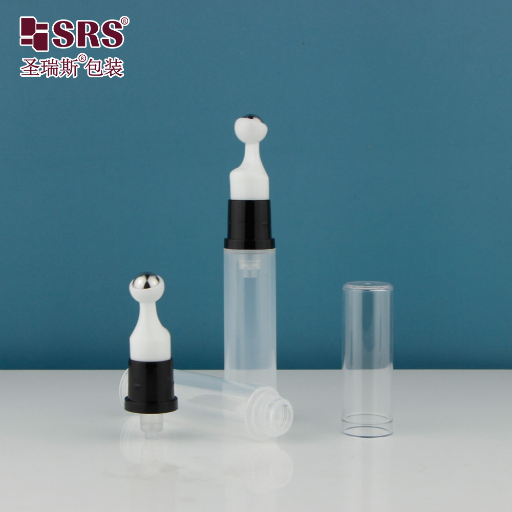 A0031 5ml 10ml 12ml 15ml AS PP Airless Empty Pump Pressing Roller Ball Bottle For Cosmetic Eye Gel Massage Serum Applicator