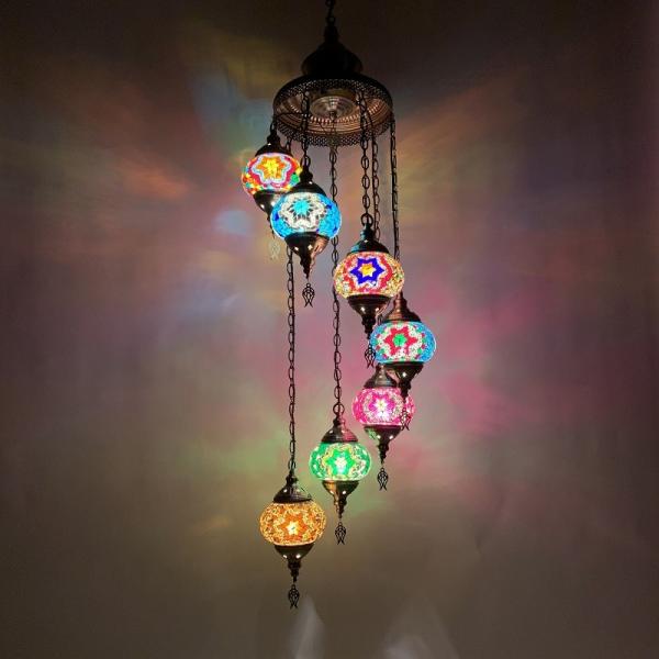 Long staircase chandelier turkish Glass handmade lampshade pendant light(WH-DC