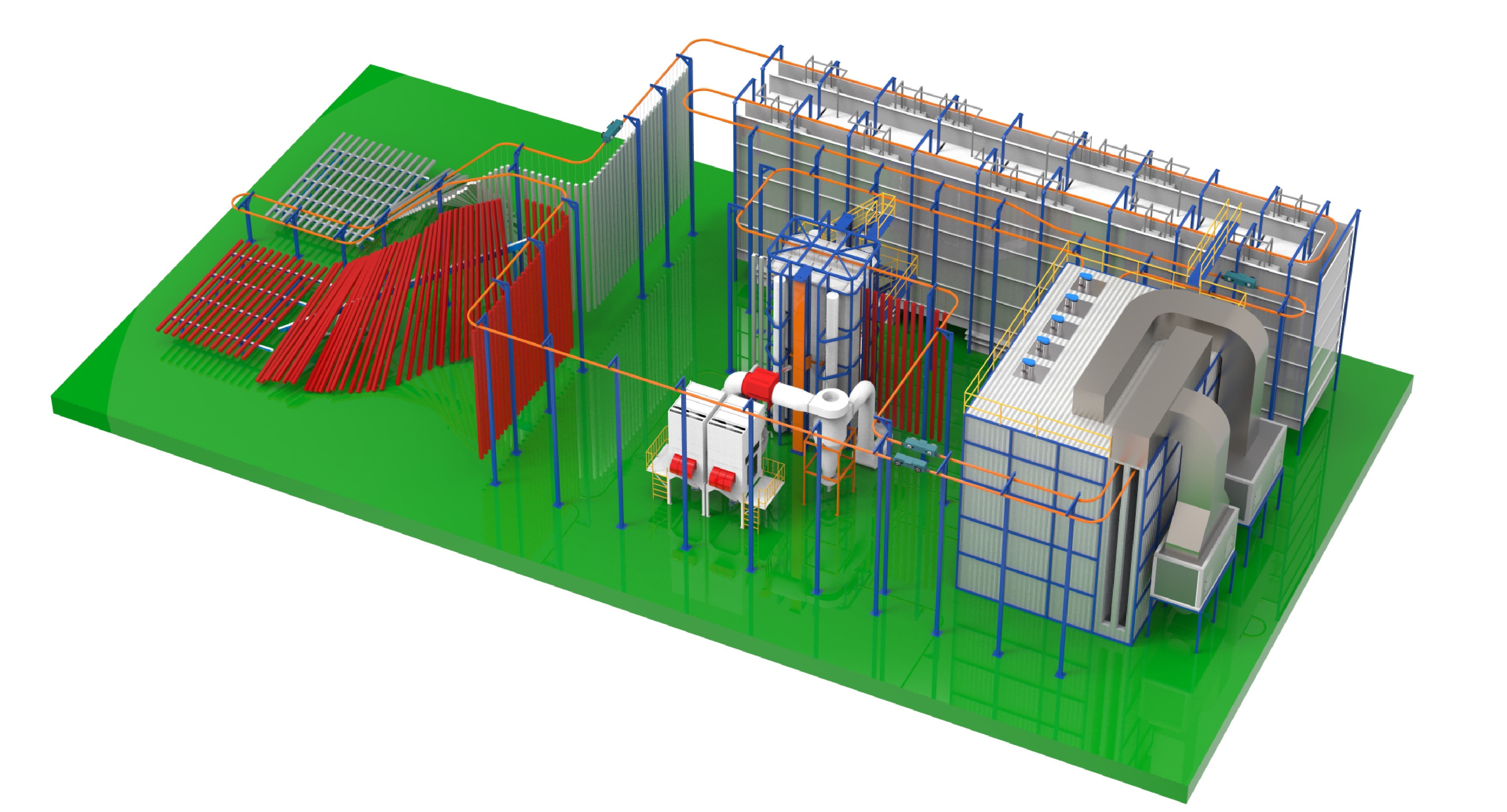 Integrated Aluminum Profile Vertical Powder Coating Machine - Pre-Treatment to Curing