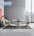 Household White Marble Round Dining Table With Turntable Stainless Steel