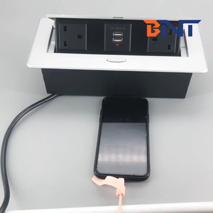 Office multi plug hidden table top socket with usb charger