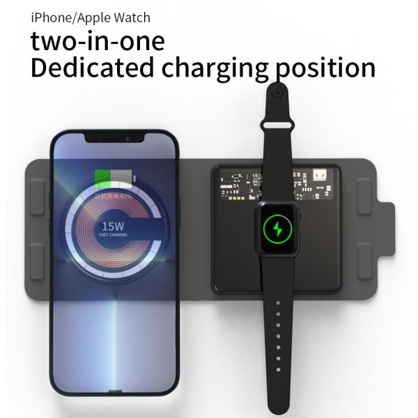 2023 Transparent Foldable 15W 7.5W Wireless Charger Dock 2 In 1 Qi Wireless Charger For Aplpe Watch