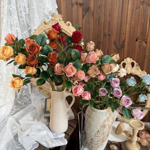 Simulated Flower Roses, 6 Head Dora Rose Waterfall, Fake Flower Decoration, Wedding Bouquet Wholesale Scene Decoration