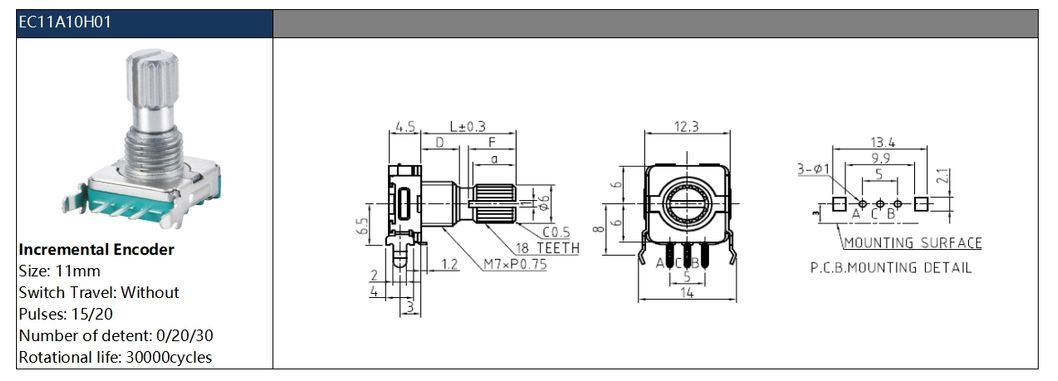 Hot Sale Meihua Ice Ec11 Rotary Encoder 15/20mm Half Shaft Digital Potentiometer with Switch
