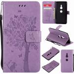 Sony Xperia XZ2 ThinQ Wallet Flip Leather Case Cover with Lucky Tree Embossed