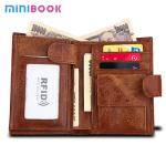 Men's Cowhide Wallet with Custom Logo RFID Blocking and Money Clip in Vintage