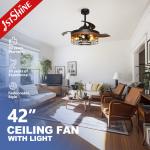 DC Motor 35W Retractable Decorative Ceiling Fan With 5 Light Kits