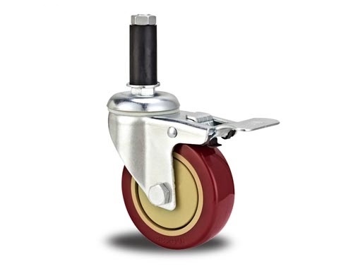 medium duty 4" expanding stem red PU caster,4" swivel PP caster brake,3 inch PP castor,