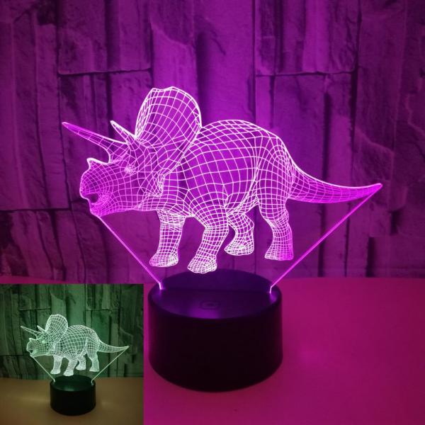 Foreign trade new dinosaur 3D night light Colorful touch LED visual light Gift