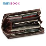 Retro Oil Wax Genuine Leather Men Wallet with Multi-card Position and Zipper