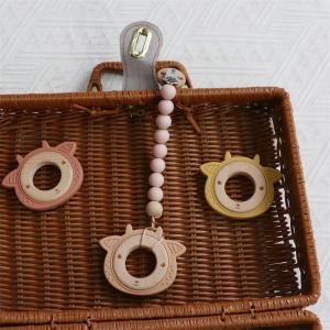 Wholesale Multifunctional Silicone Baby Teether With Attachable Teething Wooden Ring Animal Pattern from china suppliers
