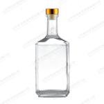 Clear Glass Whisky Spirit Bottle with 375ml Capacity and Unique Square Shape