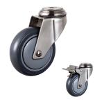 5 Inch Soft Wheel 130kg Capacity Threaded Stem Swivel Medium Duty PU 304SS