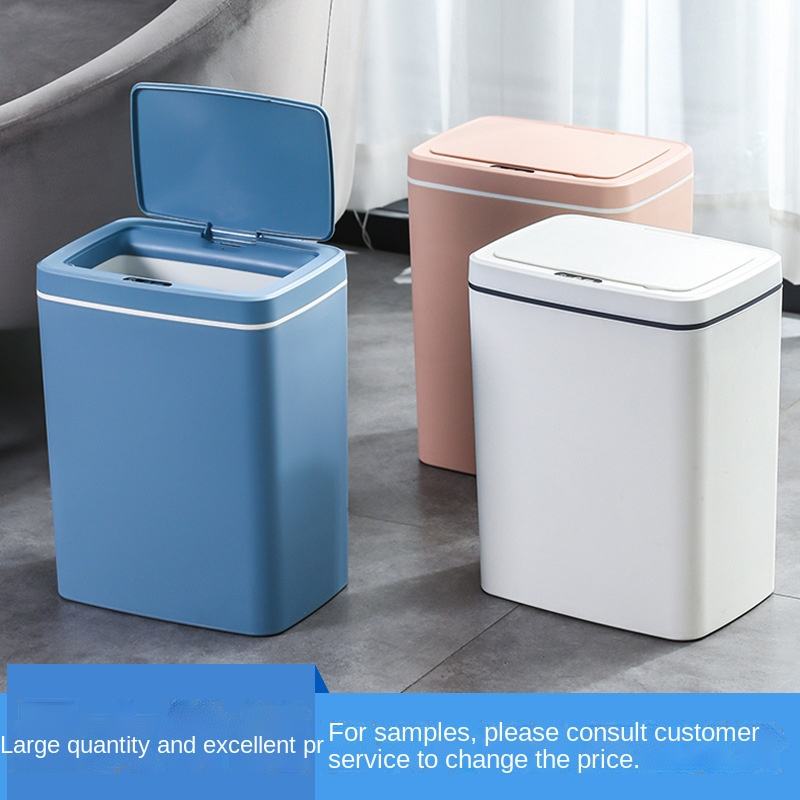 16L Button Control Smart Sensor Waste Bin Stereo Dual Mode Sensing with Night Light for Living Room for Bedroom