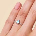 Pear Cut Dainty Moonstone Ring , 14K Rose Gold Simple Moonstone Ring