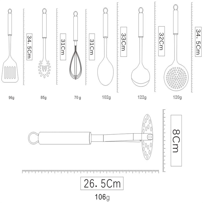 Multiapplication Stainless Steel Kitchen Utensil Set With Holder Rustresistant