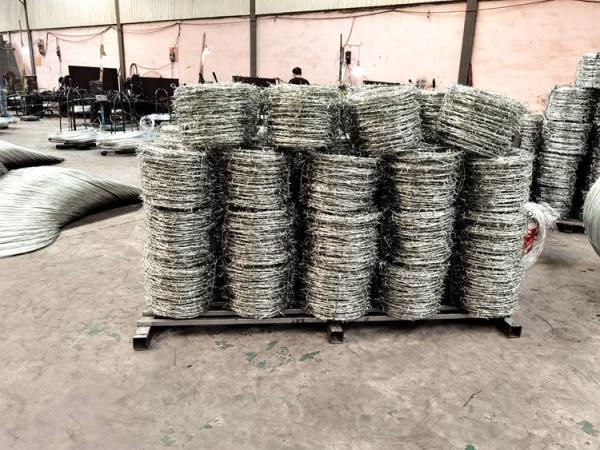Low Carbon Steel 12 Gauge Barbed Wire Security Fence / Coiled Barbed Wire