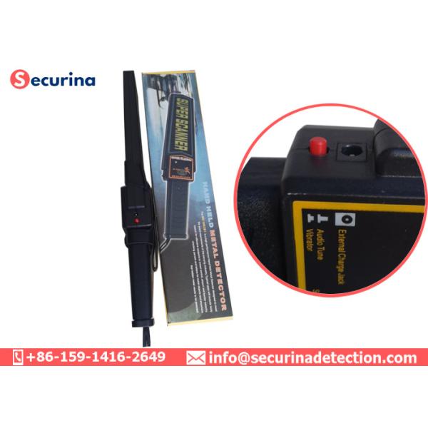 Adjustable Sensitivity Knob Handheld Wand Metal Detector Black With Rubber Grip