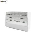 Durable Floor Glass White Wood Store Gondola Shelving Units