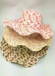 Nylon Floral Strip Straw Beach Hat Dyeing Bowknot Hand Printing Method Available