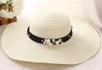 Mesh Inside Women's Floppy Straw Beach Hat Sun Visor Wide Brim Stripe For Summer