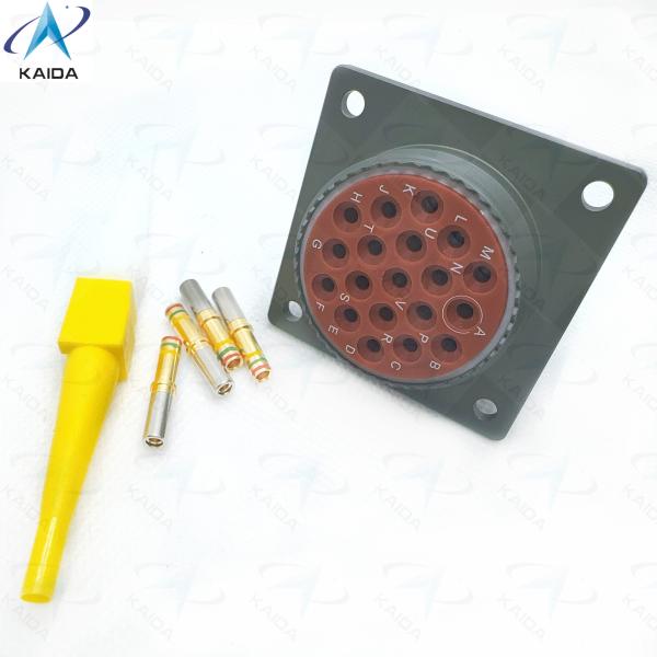 MIL-DTL-26482 Circular Connector Type Square Flange Receptacle for Heavy-Duty Machinery.MS3476W25-19PN.Olive Green Cadmium Plating with 19 Pins.