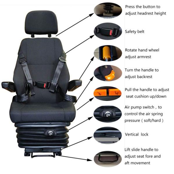 Customized Fabric Coal Mining Seats Mechanical Air Suspension Seat