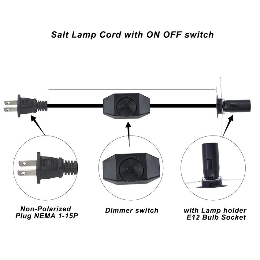 Replacement Lamp With Inline Switch Dimmer Us 2 Prong Ac Usa Power Cord