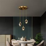 Single Head 3 Light Crystal Nordic Pendant Light For Restaurant Kitchen