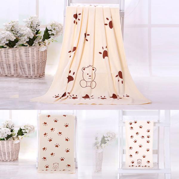 Home/Hotel Coral Fleece Soft Towel Set Microfiber Bear Print Bath Towel Three