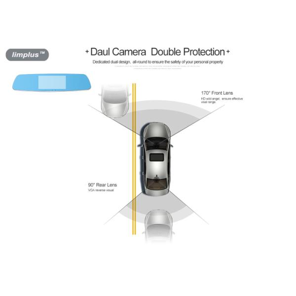 1080P Dual Lens Car Data Recorder , 5 Inch Rear View Mirror Camera