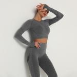 Seamless yoga long-sleeved, high-stretch wrinkle fast-drying long-sleeved