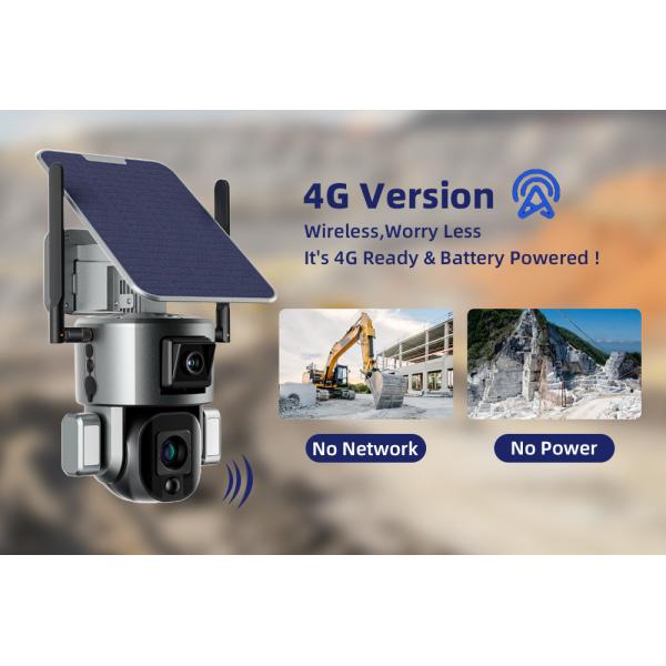 4G Outdoor Dual Lens Security Camera Two Way Audio 10X Zoom Solar Powered