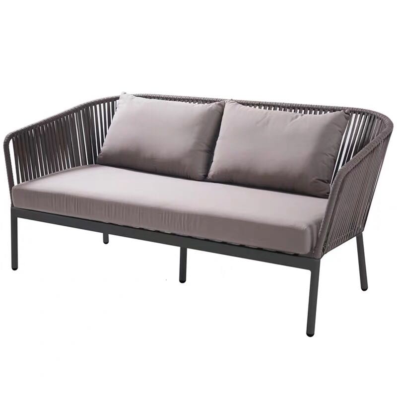 Outdoor Dining Furniture Modern Leisure Waterproof Garden Woven Rope Table and Chairs with Powder Coated Frame