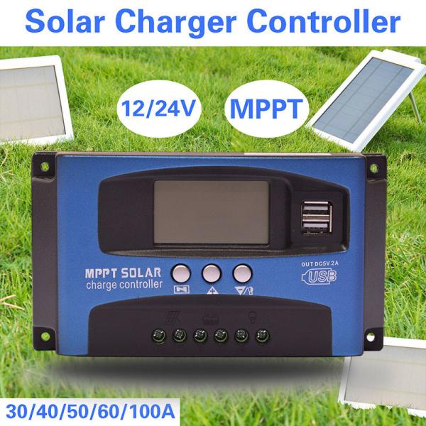 LCD Display Solar Controller Regulator 12V / 24V 60A 50A 40A 30A 20A 10A PWM USB 5V