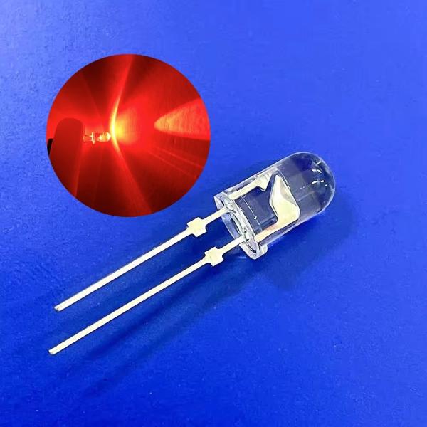 Traffic Warning Light LED Diode 5mm Round Head 620nm 12000mcd Short Pins With