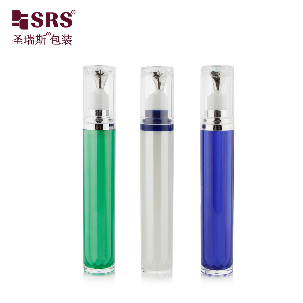 LR001-15ML Luxury Customize Painted Blue Green White Color Acrylic Double Wall Lotion Pump Bottle Container