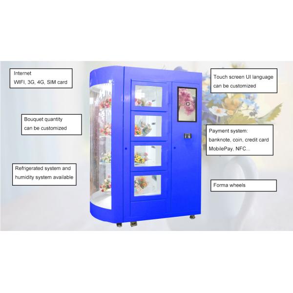 Winnsen Refrigerated Humidified Flower Bouquet Vending Machine With Cooling System And Transparent Shelf