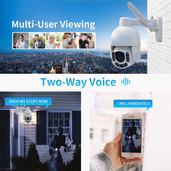 4K FHD 5X Zoom IP66 Wifi PTZ Camera White Color With Auto Tacking