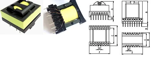 Horizontal Etd39 Type High Frequency Transformer with 7+5 Pins