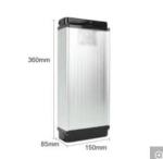 48V 250W 500W Electric Bike Battery In Frame Silver Rear Rack Rechargeable