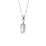 Lightweight Sterling Silver Leaf Necklace / Cubic Zirconia Drop Necklace