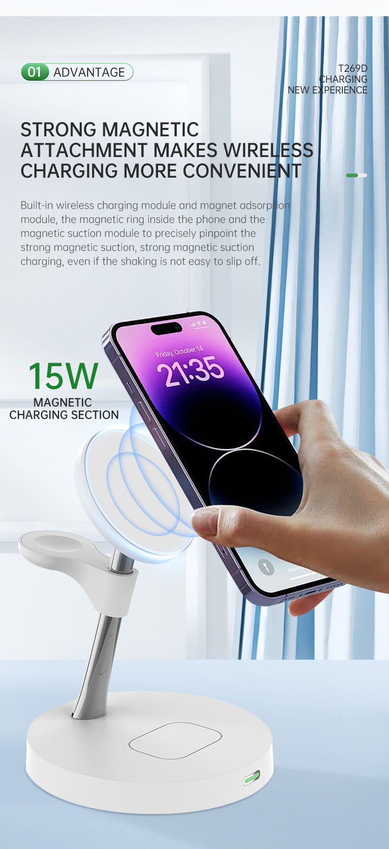 4 In 1 Magnetic Wireless Charger 15W For Iphone 16/15/14/13/12 For Airpods Earbuds Qi Phones
