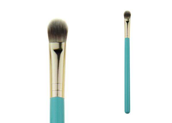 Grey Nylon Hair Tapered Blending Brush Gold Aluminum Ferrule With Blue Wooden