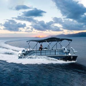 Wholesale Effortlessly Glide Through the Water on Our Pontoon Boat with Under Seat Storage from china suppliers