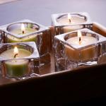 Glass Transparent Candle Holder with 4 Tealight Set for party wedding decoration